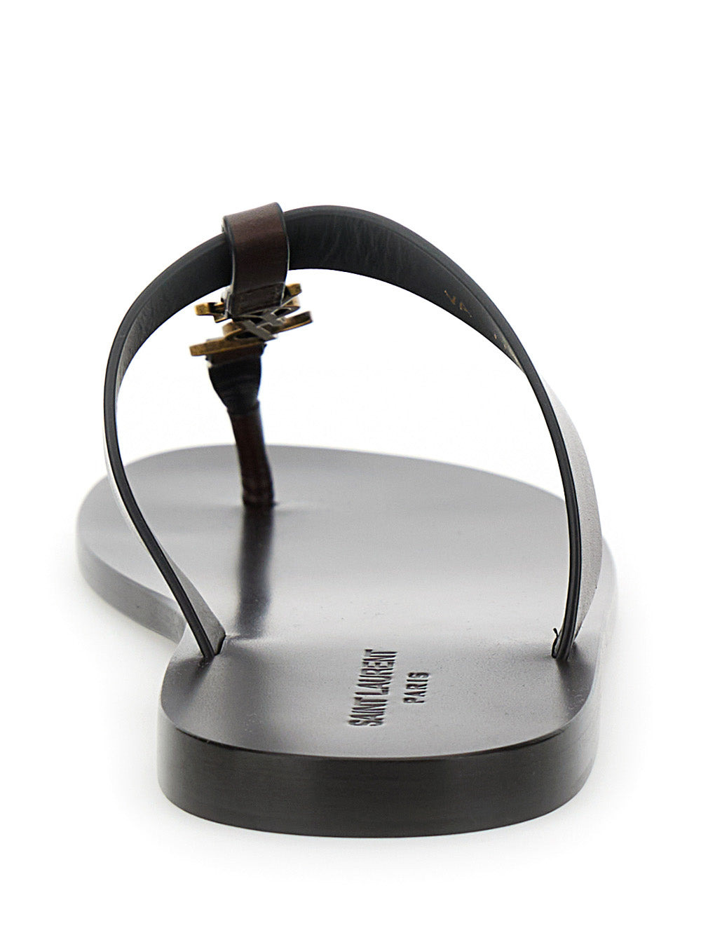 Saint Laurent Men 'Cassandre' Brown Flat Sandals With A T-Strap In Leather Woman - 4