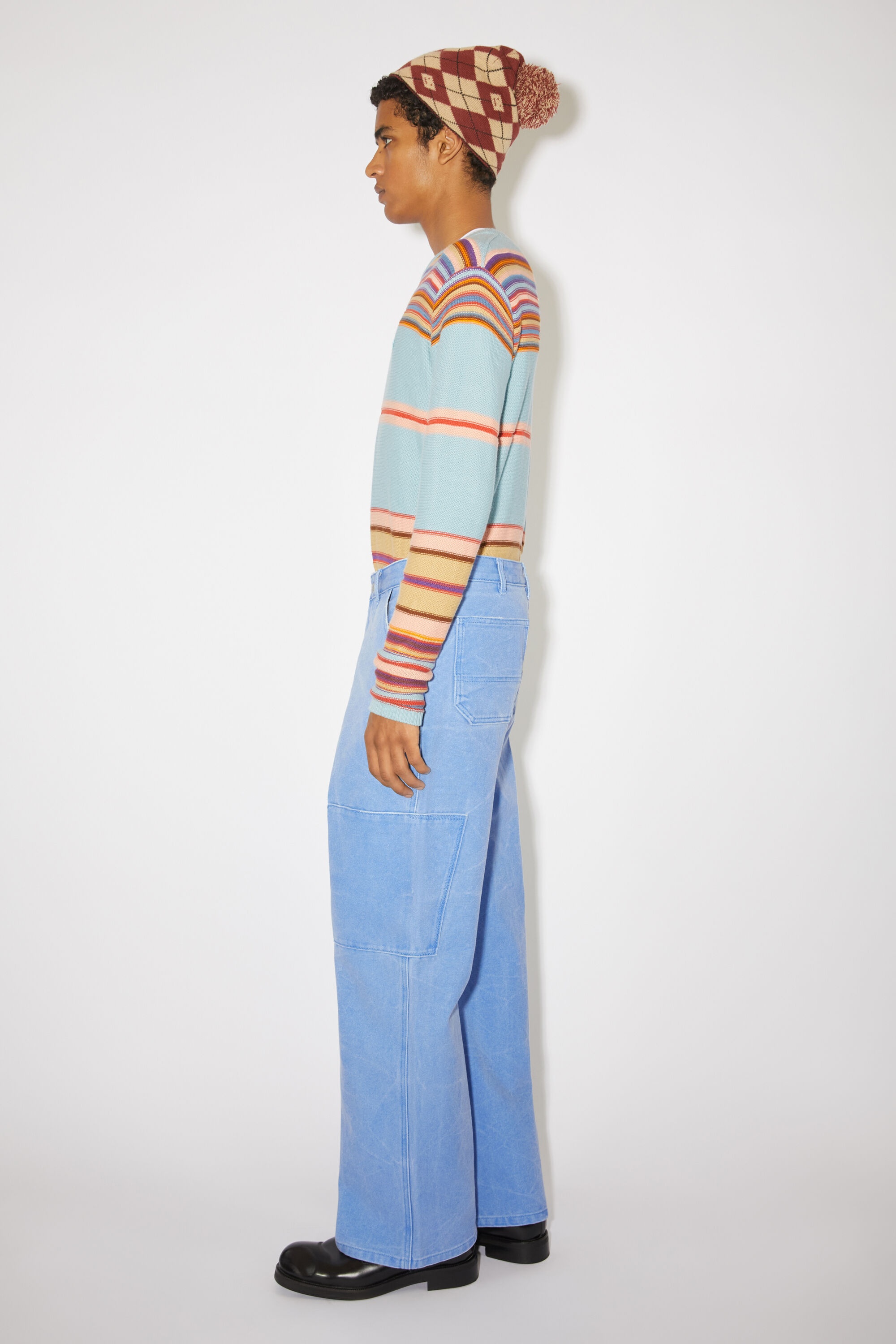 Patch canvas trousers - Powder blue - 4