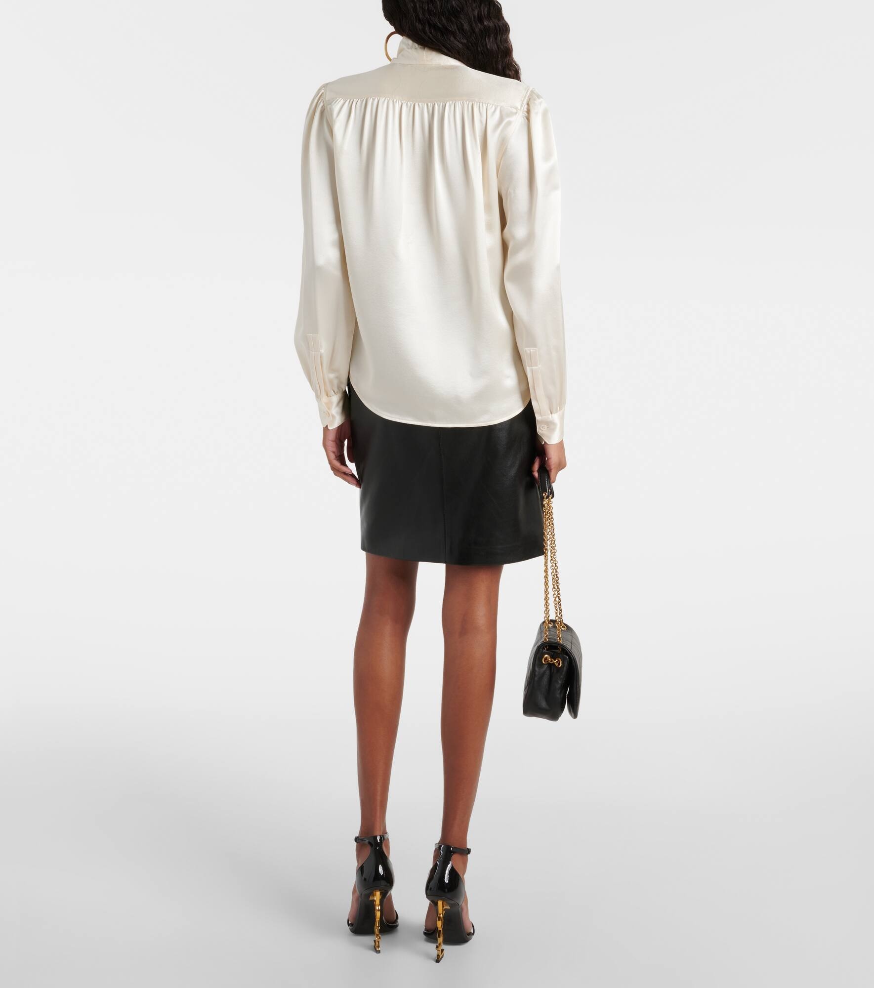 Tie-neck silk satin blouse - 3