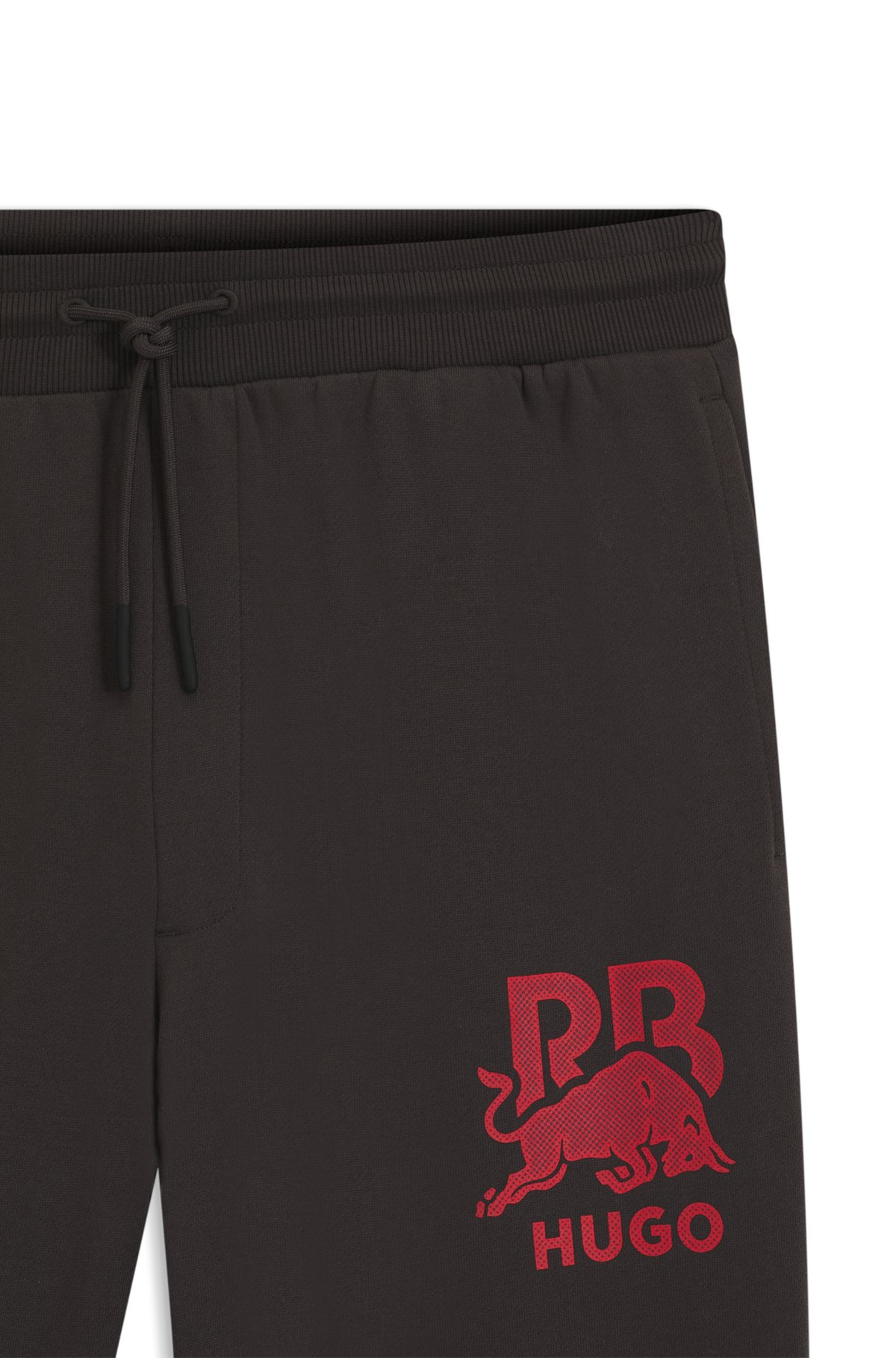 HUGO X RB COTTON-TERRY TRACKSUIT BOTTOMS WITH BULL GRAPHIC - 6