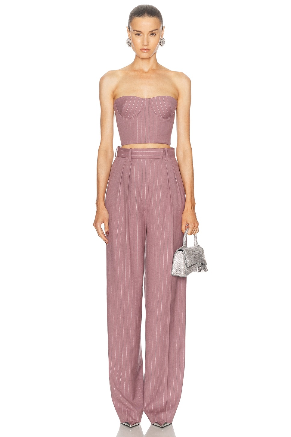 Lurex Pinstripe Strapless Crop Top - 4