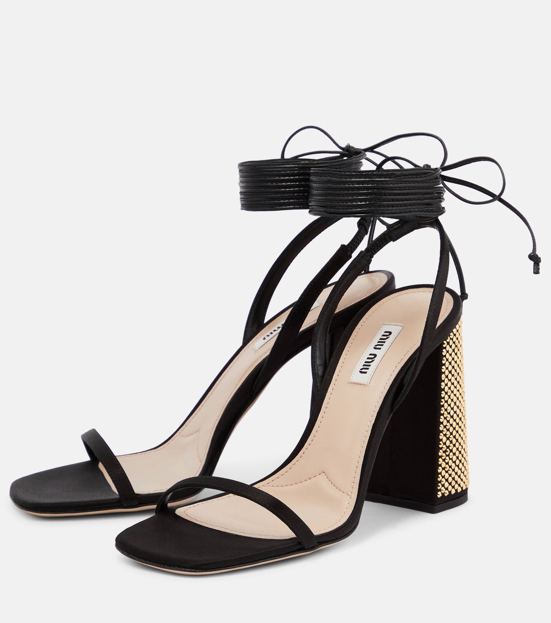 Embellished satin sandals - 5