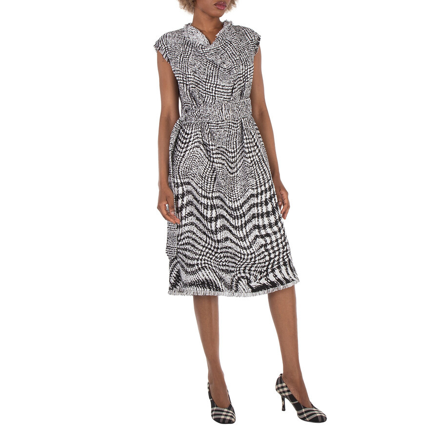Burberry Warped Houndstooth Linen Blend Dress - 5