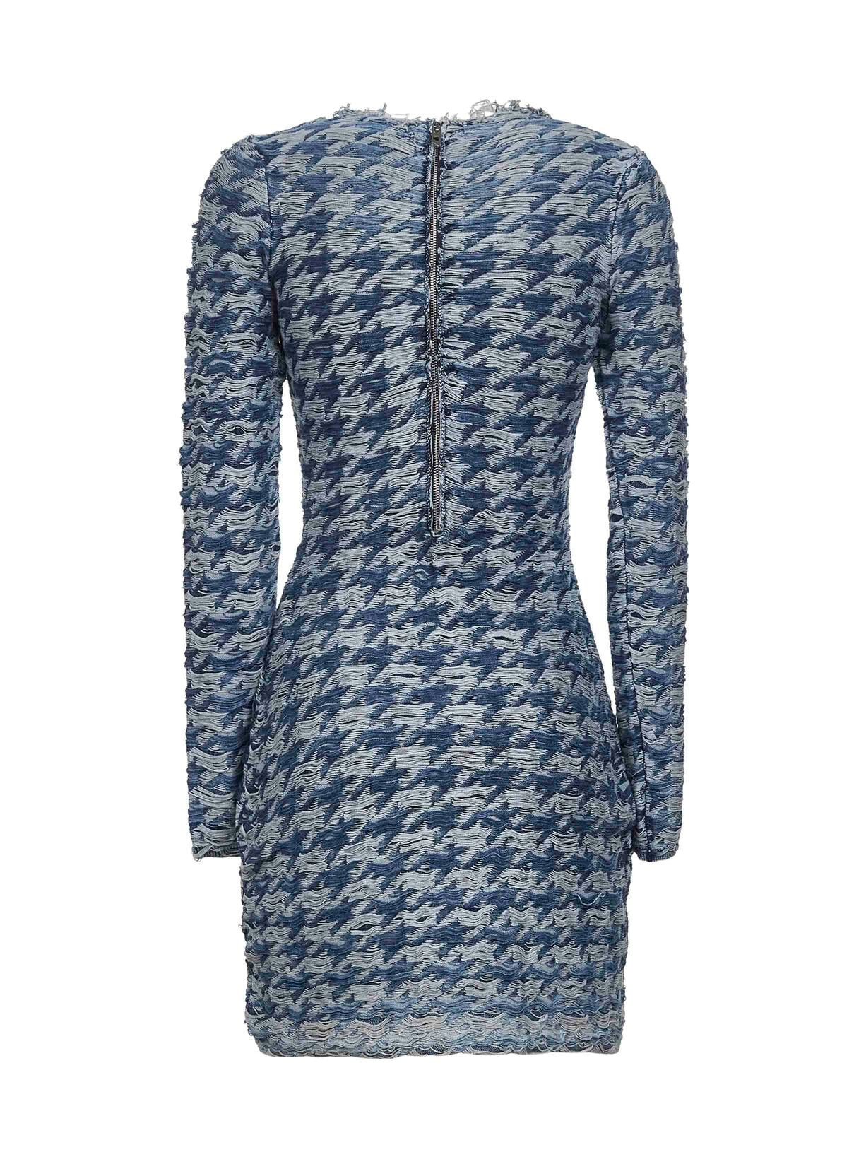 Light blue houndstooth denim M-Halma minidress - 2