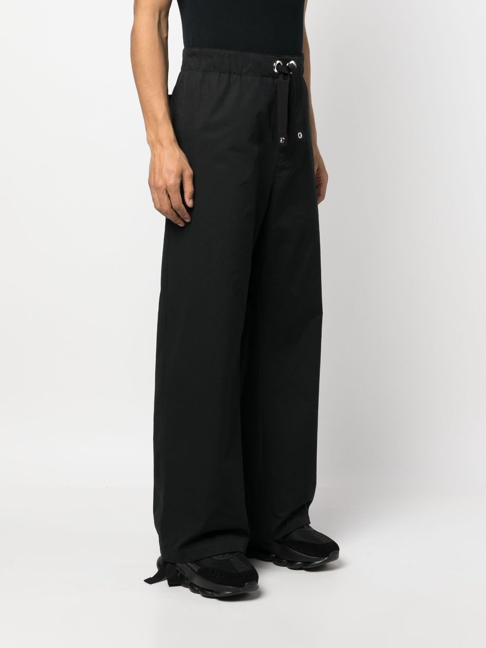logo-embroidery straight trousers - 3
