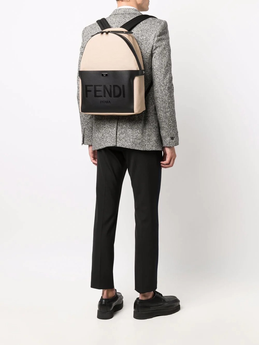 panelled logo backpack - 2