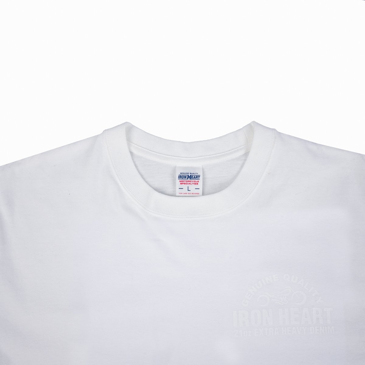IHT-2401-WHT 7.5oz Printed Loopwheel Crew Neck T-Shirt - White - 7