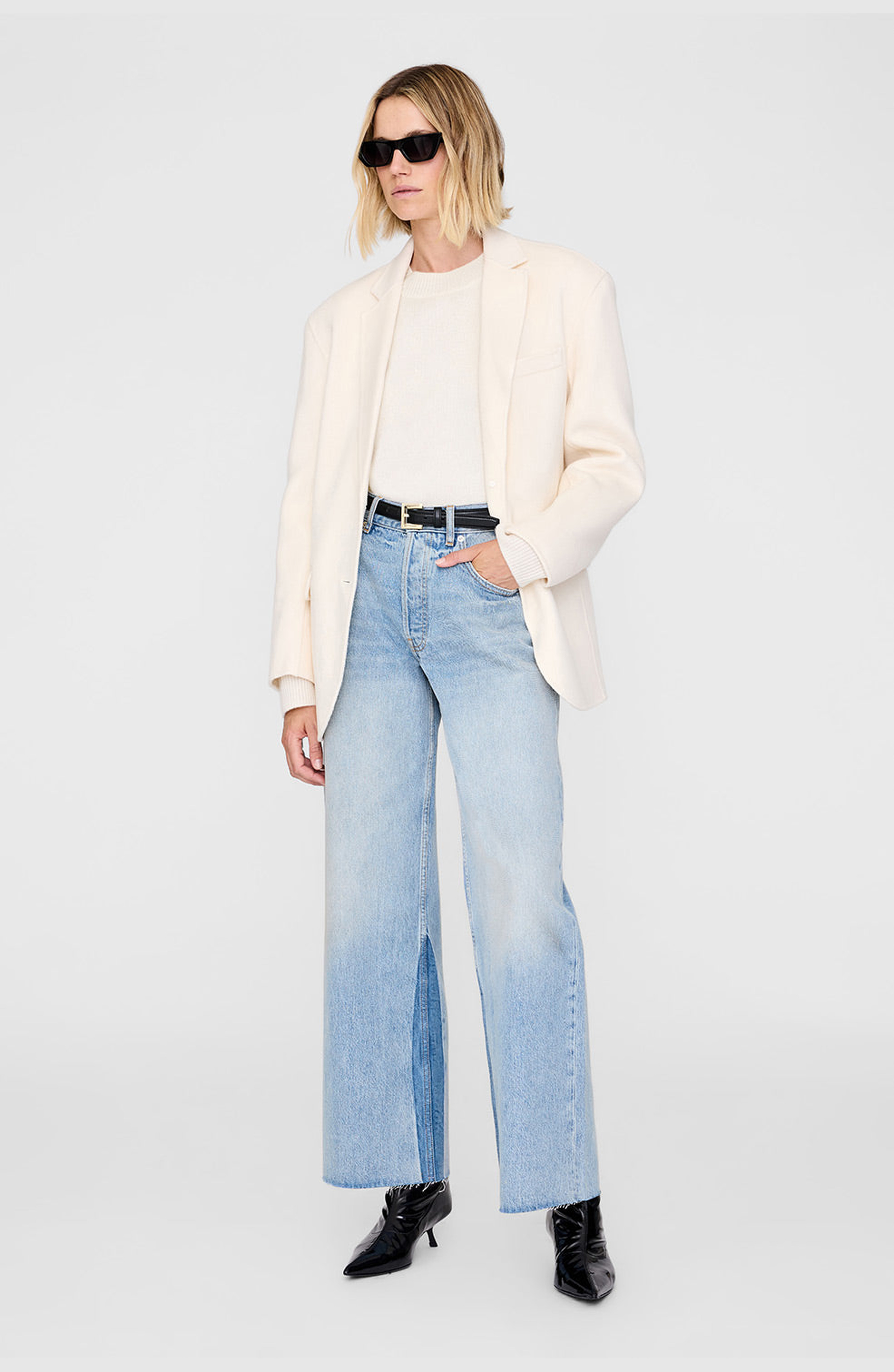 ANINE BING Lee Crew Sweater in Cream at Nordstrom - 3