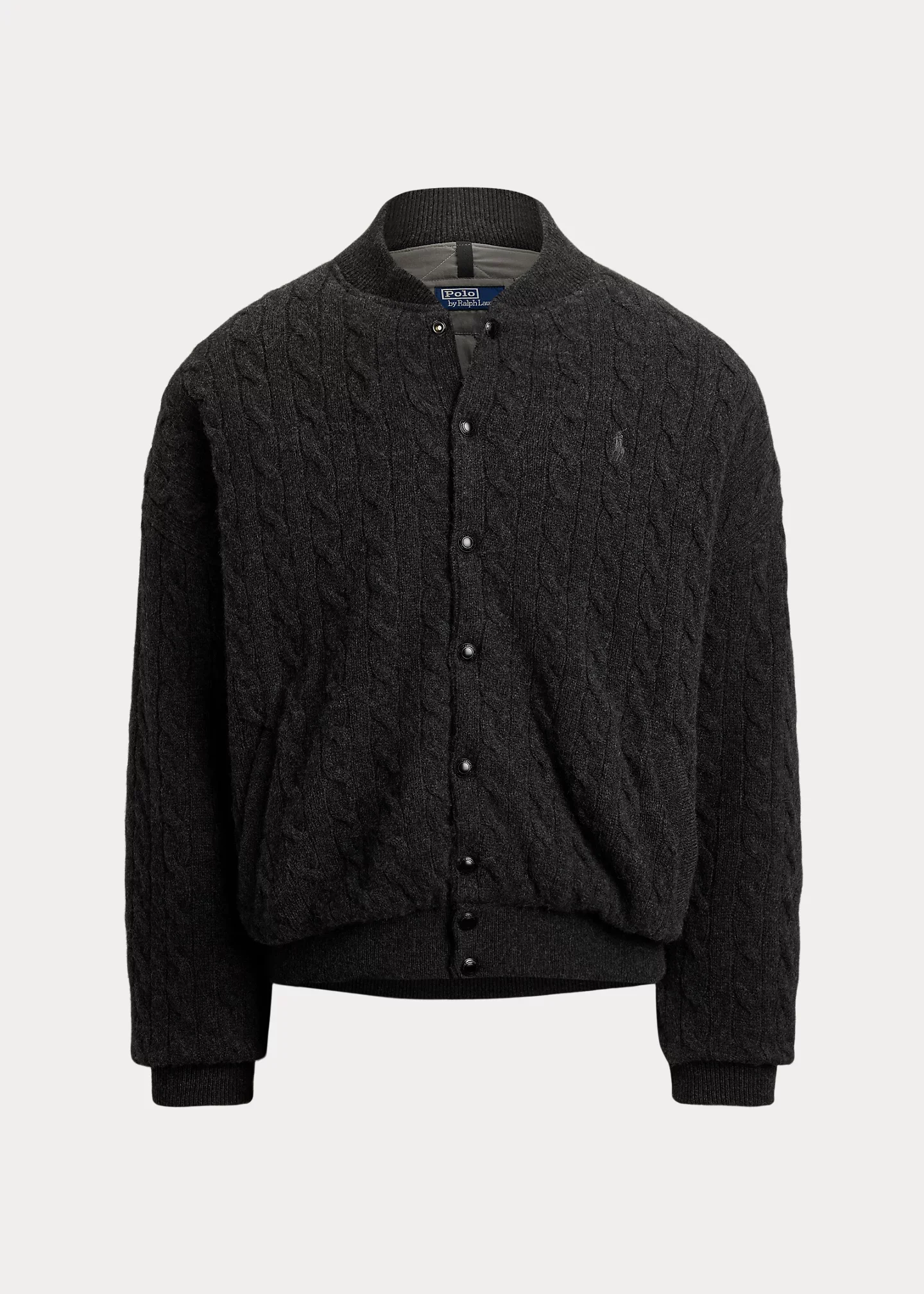 Relaxed Fit Cable-Knit Sweater Jacket - 1