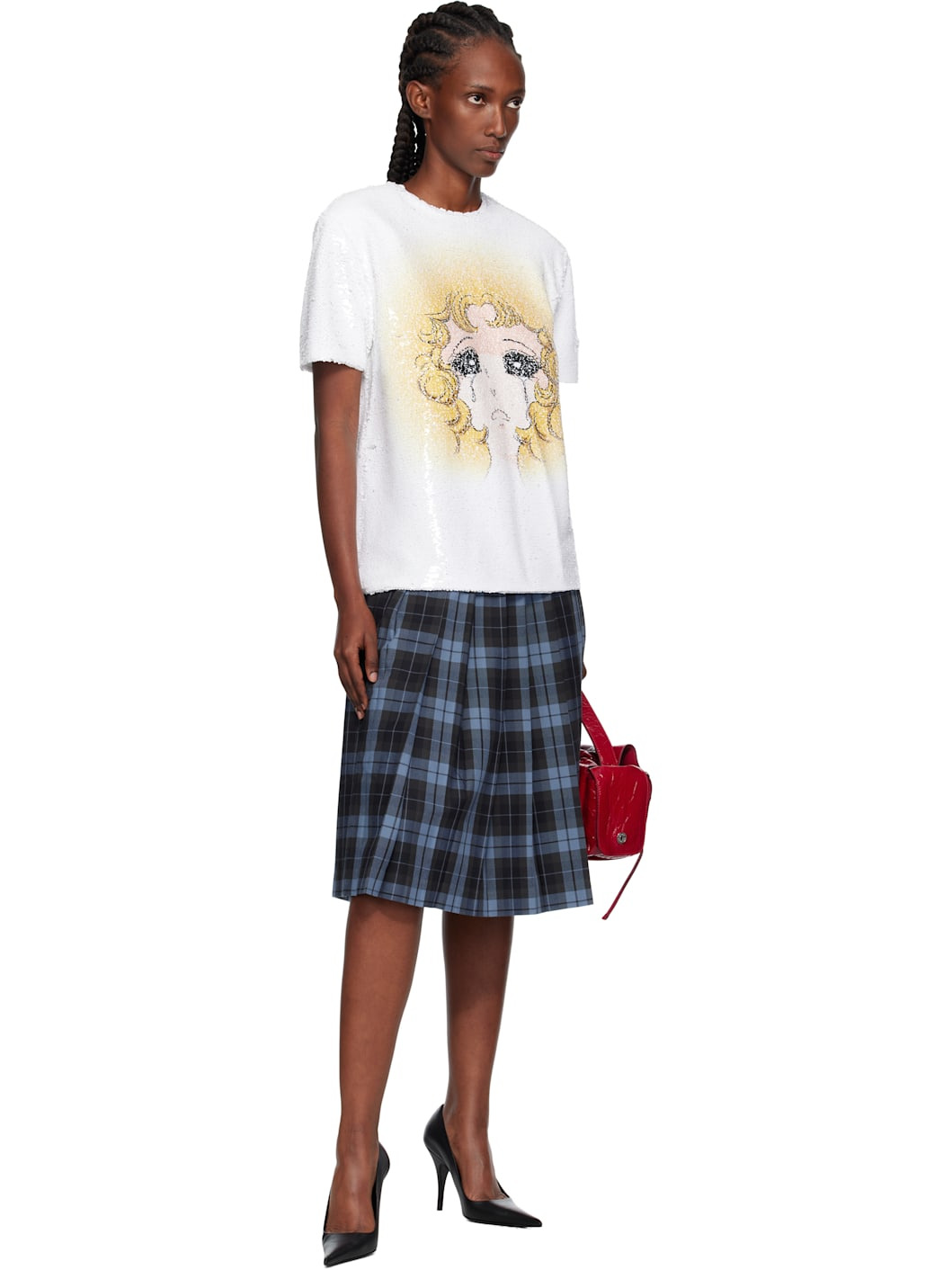 White Crying Girl Sequin T-shirt - 4