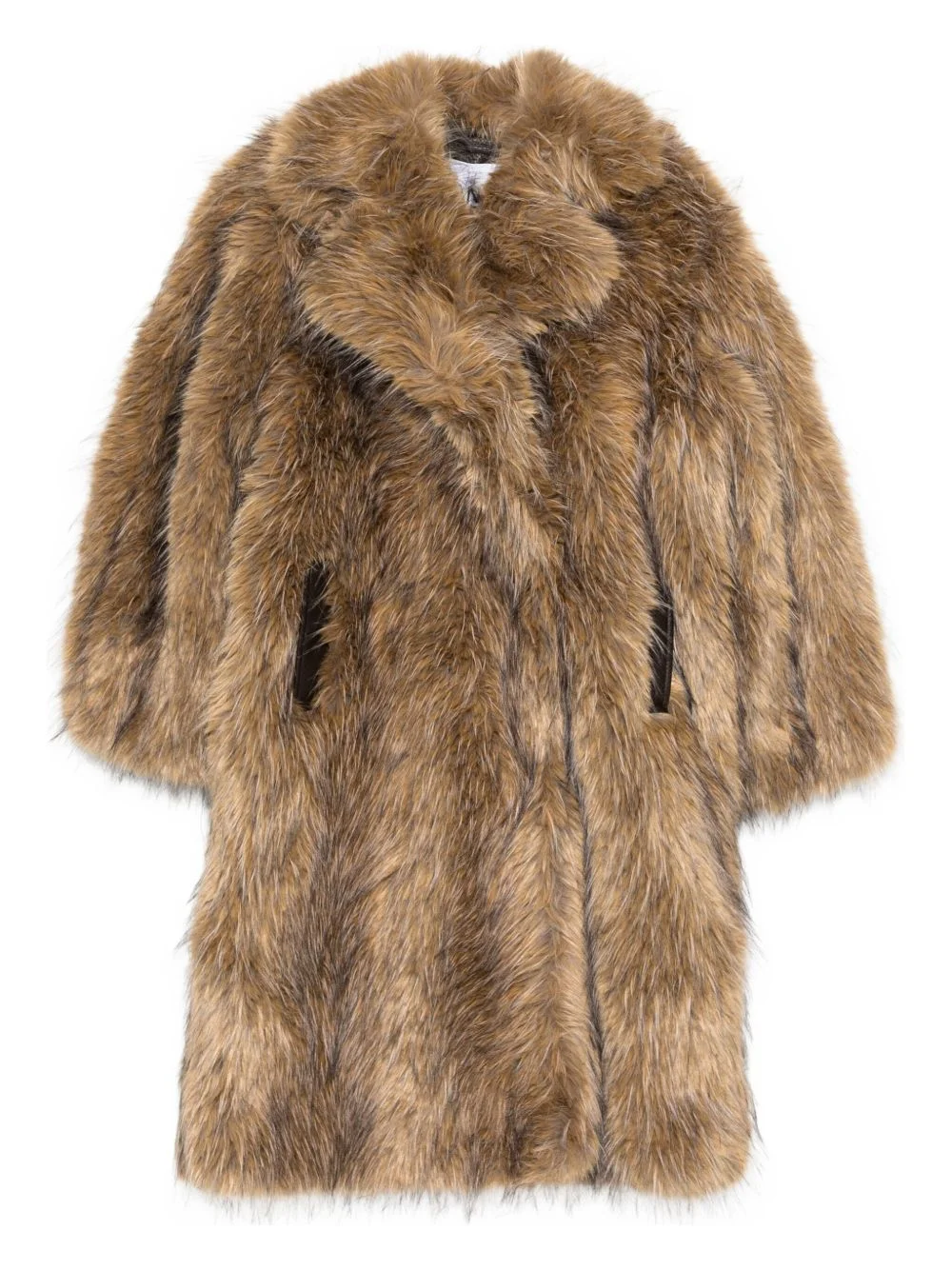notched-lapel faux-fur coat - 1