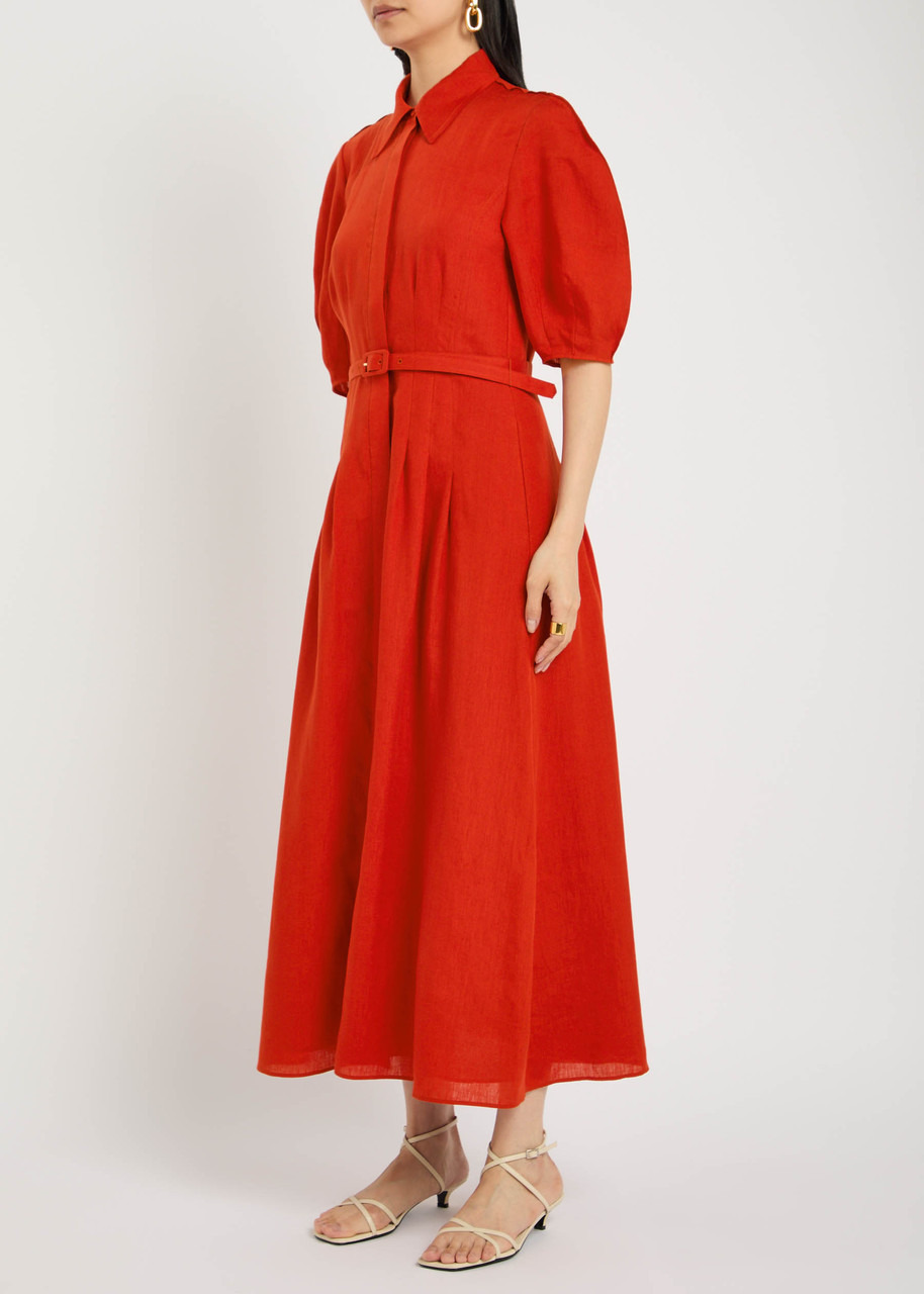 Gabriela Hearst Maude Darted Linen Midi Shirt Dress - 2