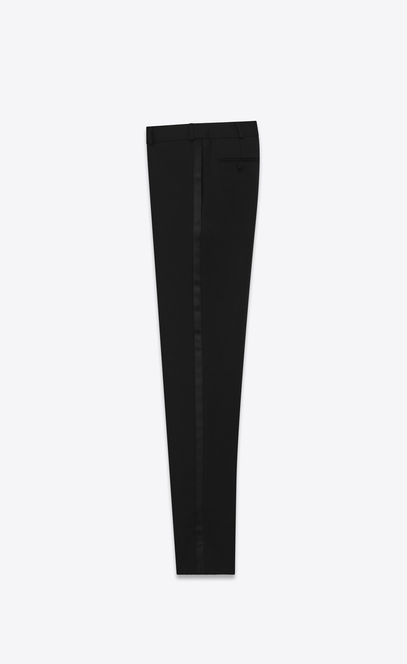 SAINT LAURENT tuxedo straight pants in grain de poudre saint laurent outlook