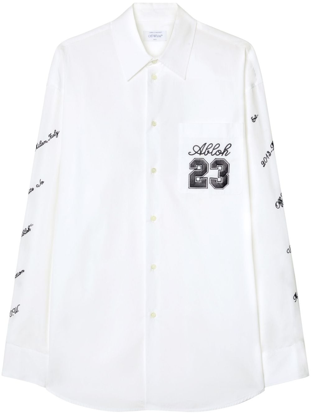 logo-embroidered cotton shirt - 1