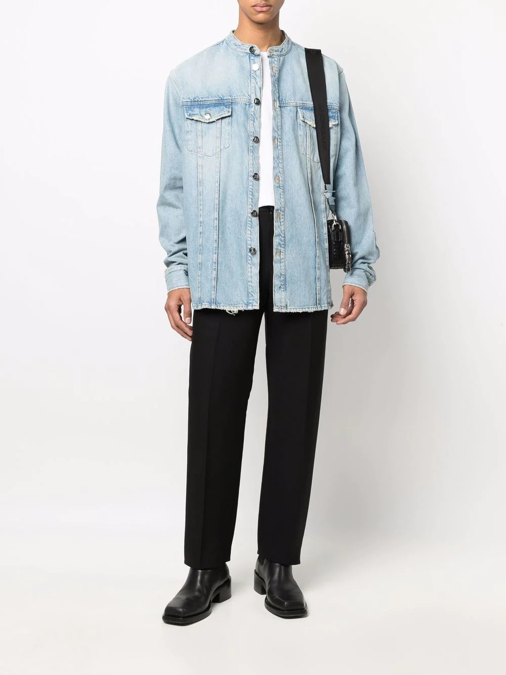 button-up acid-wash denim shirt - 2