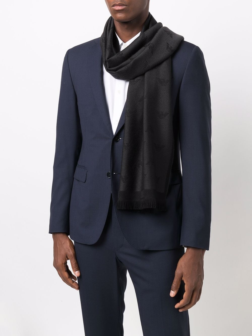 logo embroidered knit scarf - 2