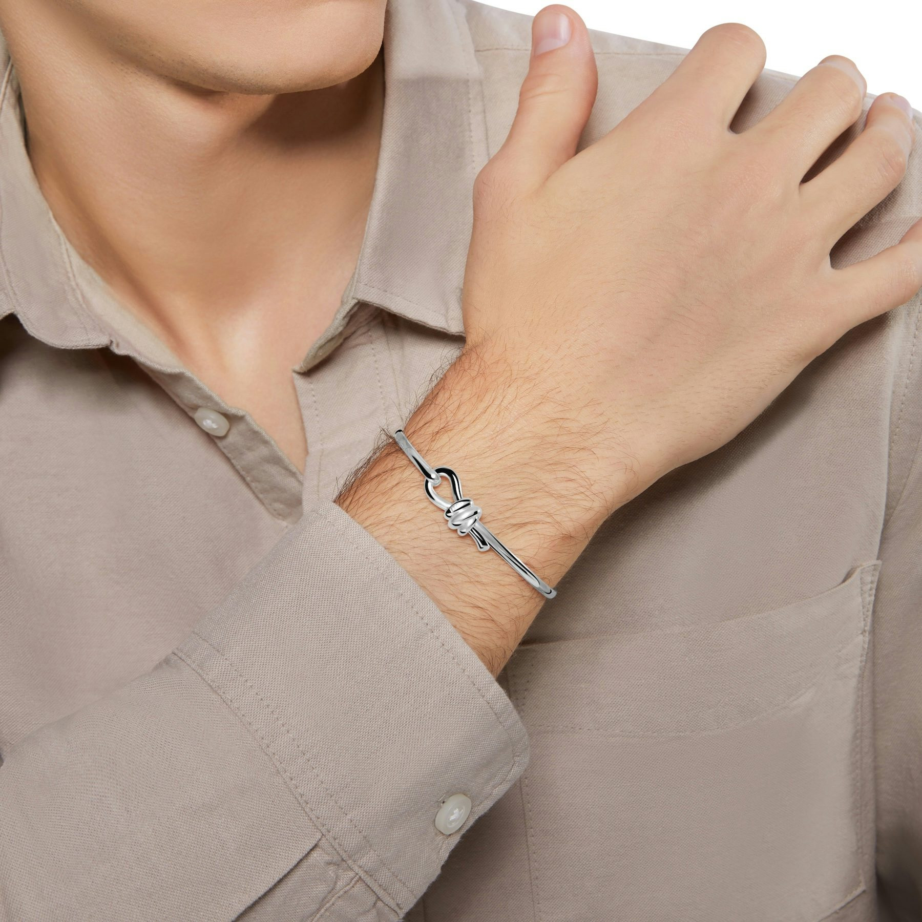SILVER NODO BANGLE BRACELET - 4
