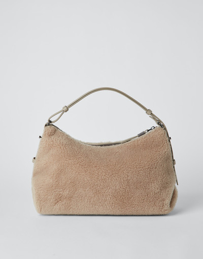 Brunello Cucinelli Virgin wool and cashmere fleecy bag with monili outlook