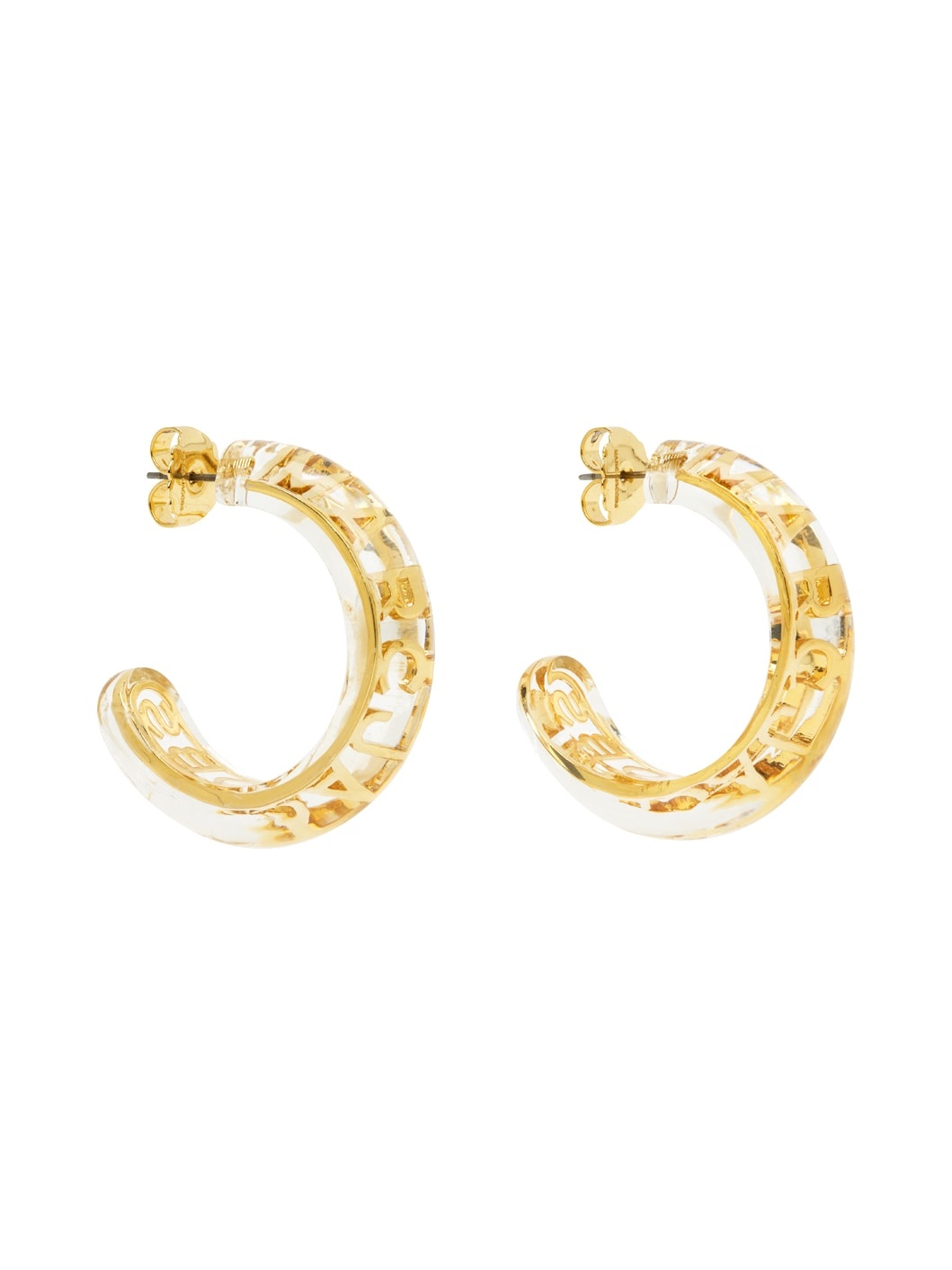 Transparent & Gold Monogram Hoop Earrings - 2