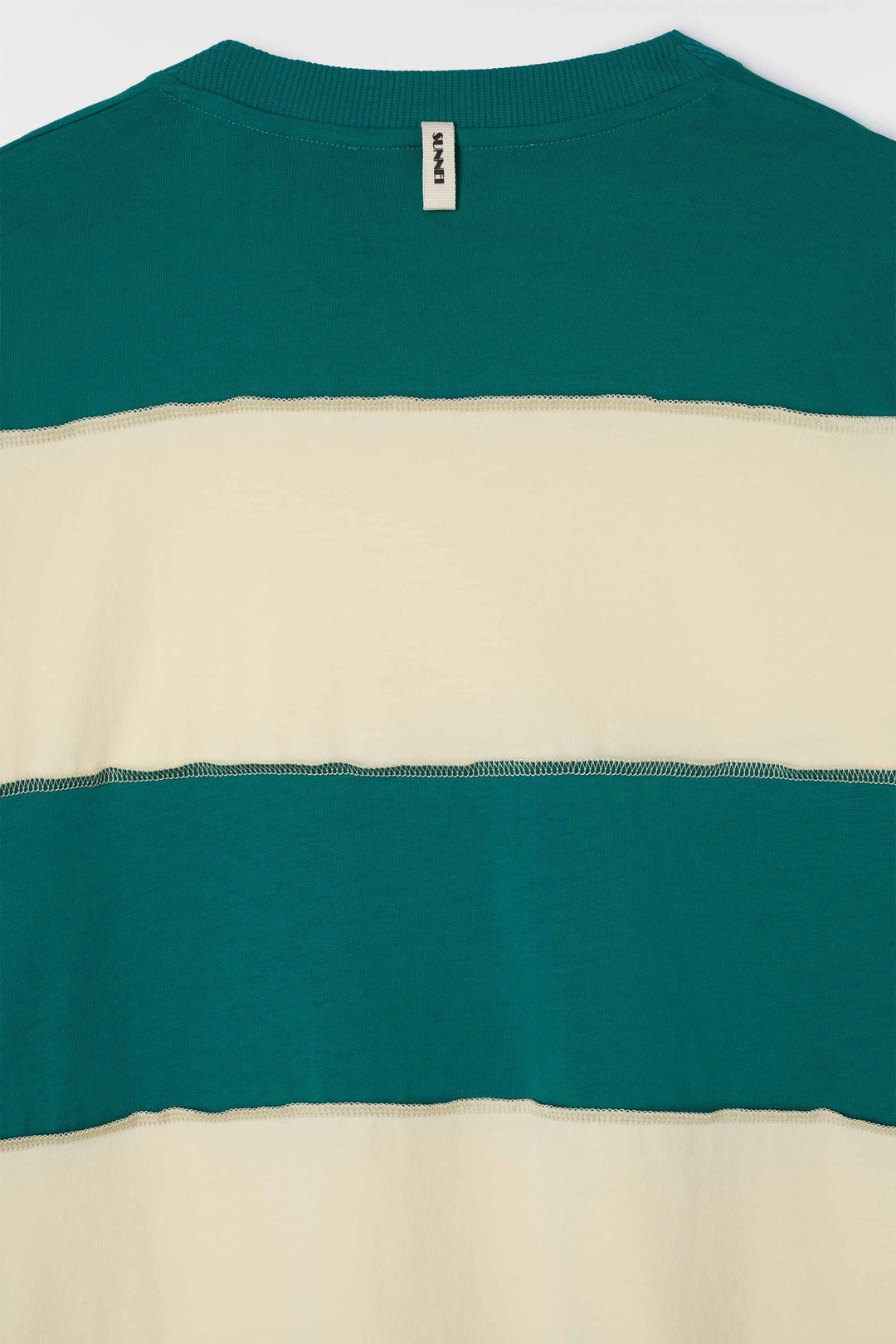 STRIPED T-SHIRT W/ CUTS / off white & green - 5