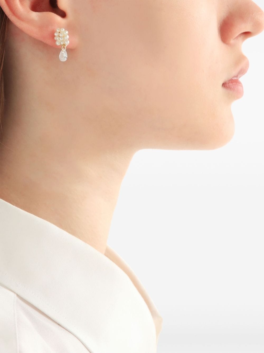 pearl-embellished drop earrings - 2