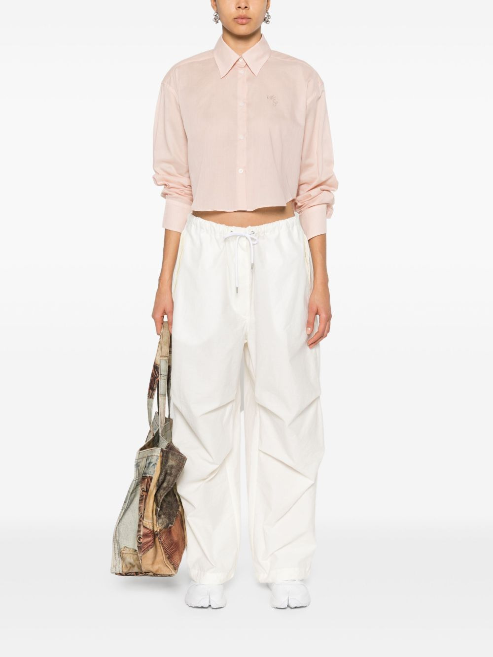 drawstring wide-leg trousers - 2