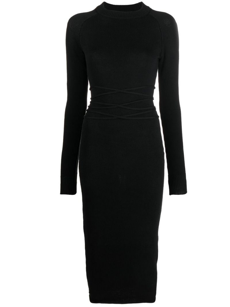 open-back knitted midi dress - 1