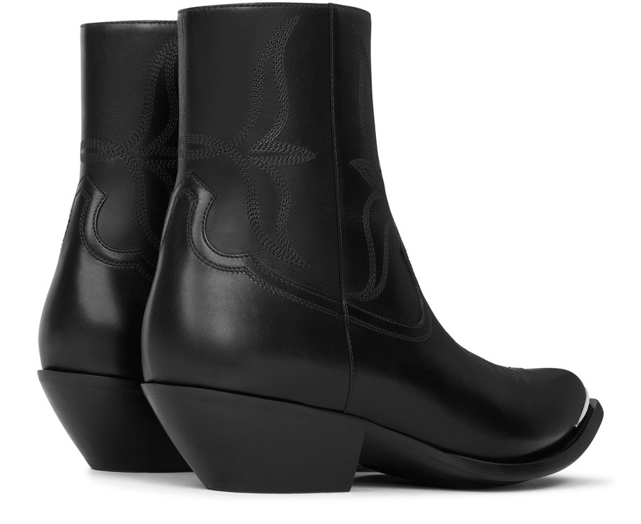 Leon zipped boot with metal toe in shiny calfskin - 3