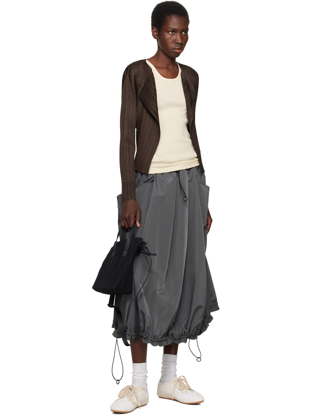 Black Pleats Tote - 4