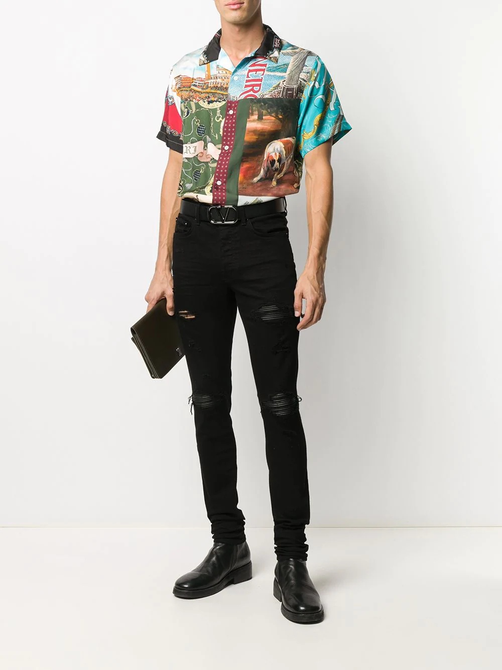 printed silk short-sleeve shirt - 2