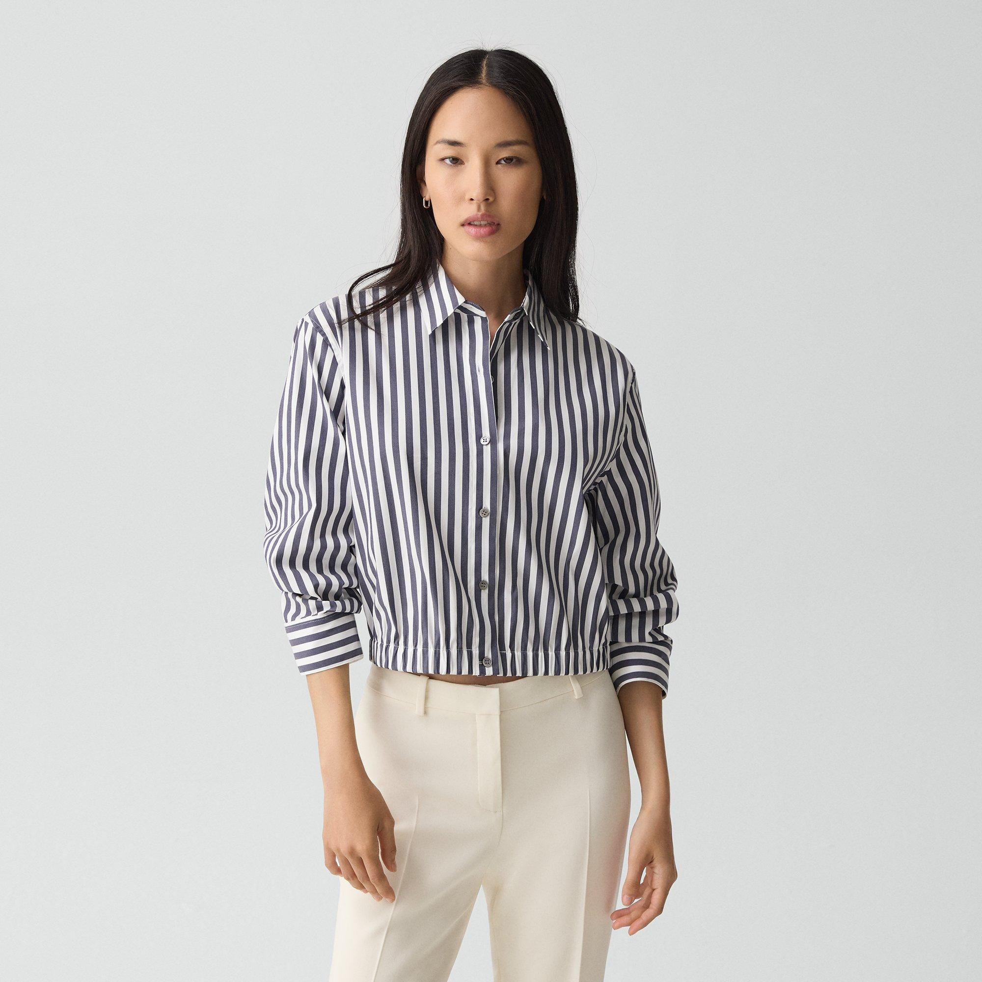Cropped Shirt in Awning Stripe - 2
