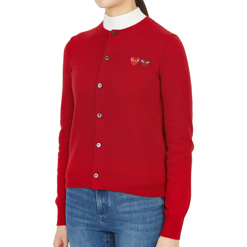 (WMNS) COMME des GARCONS PLAY Cardigan Double Emblem 'Red' AZ-N057-051-5 - 5
