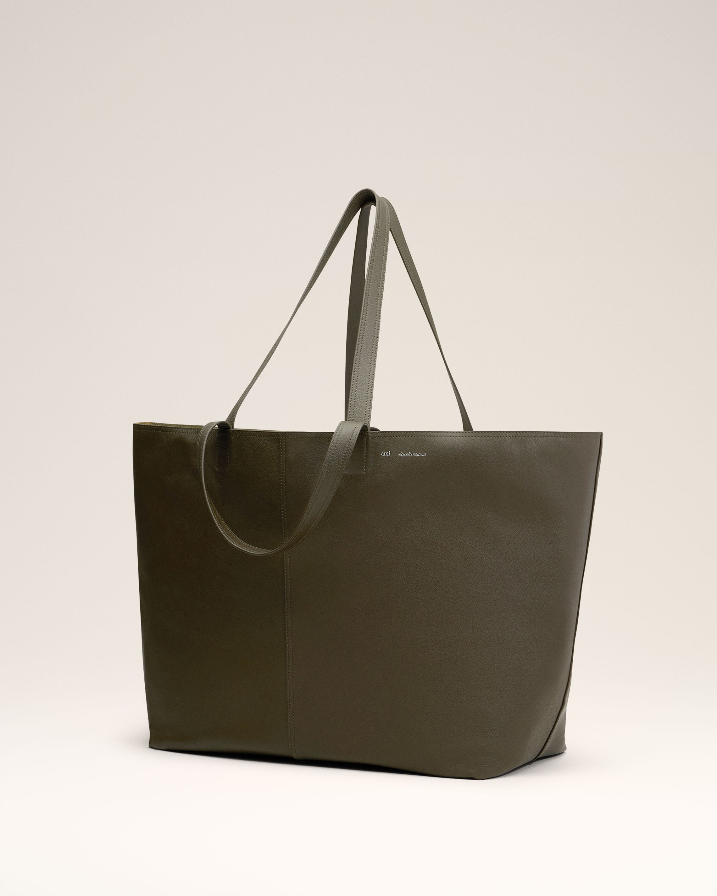 GREEN LEATHER MIDI MAXI TOTE BAG - 3