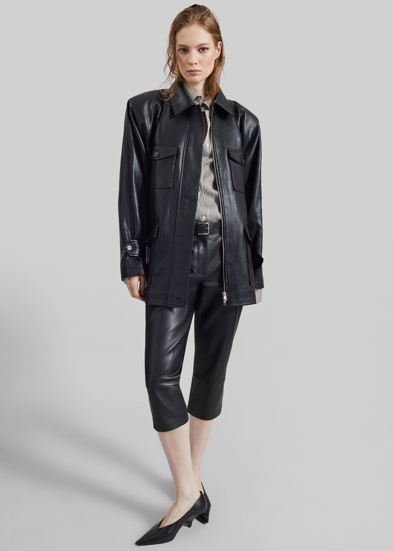 Kelia Faux Leather Padded Utility Jacket - Black 8