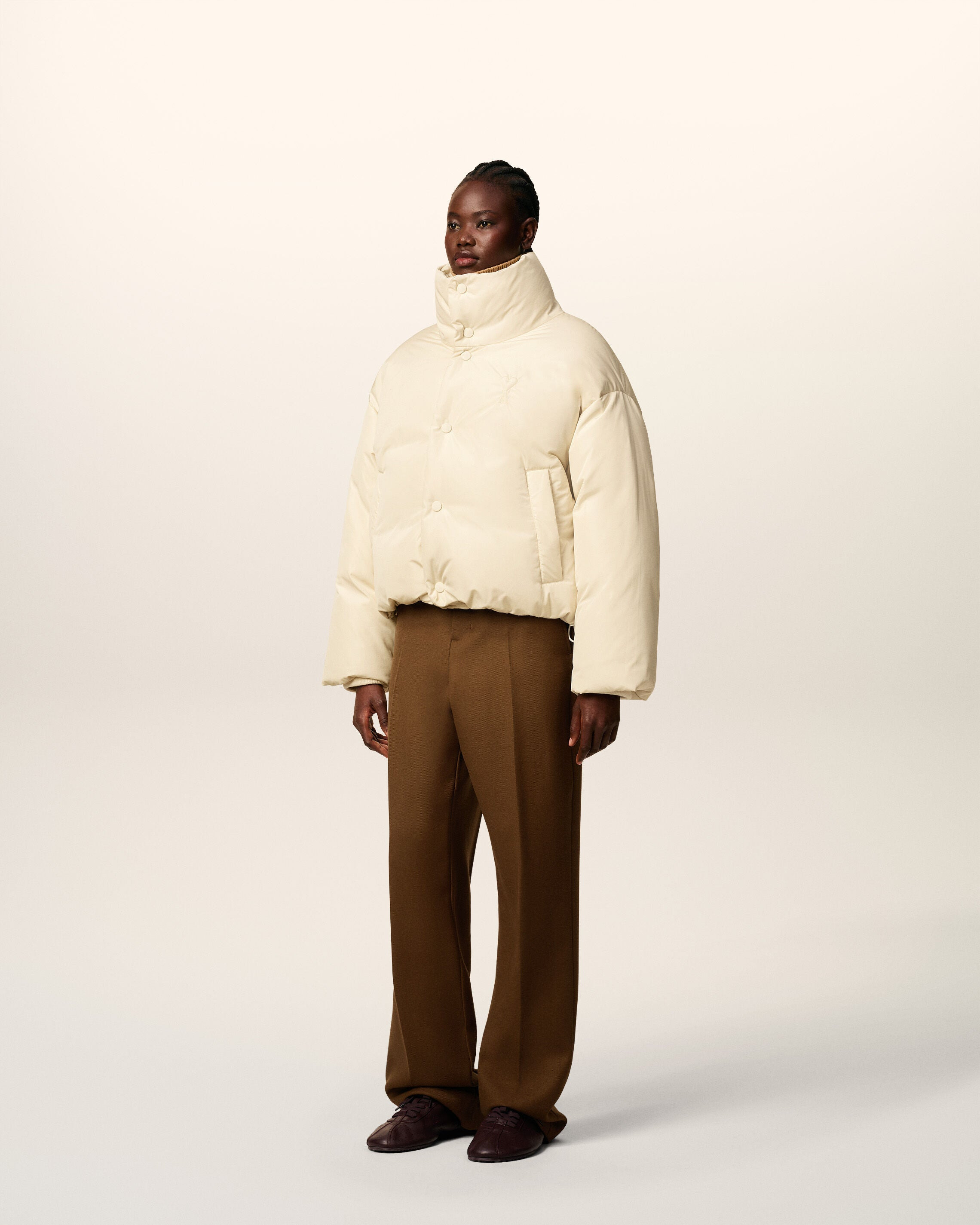 WHITE TAFFETAS  AMI DE COEUR DOWN JACKET - 6