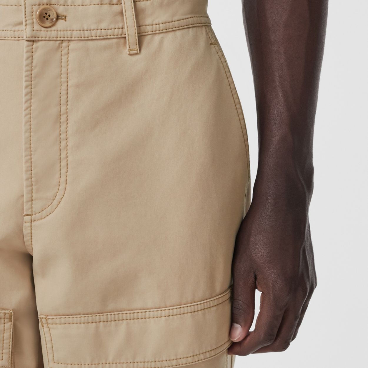 Panel Detail Cotton Cargo Trousers - 3
