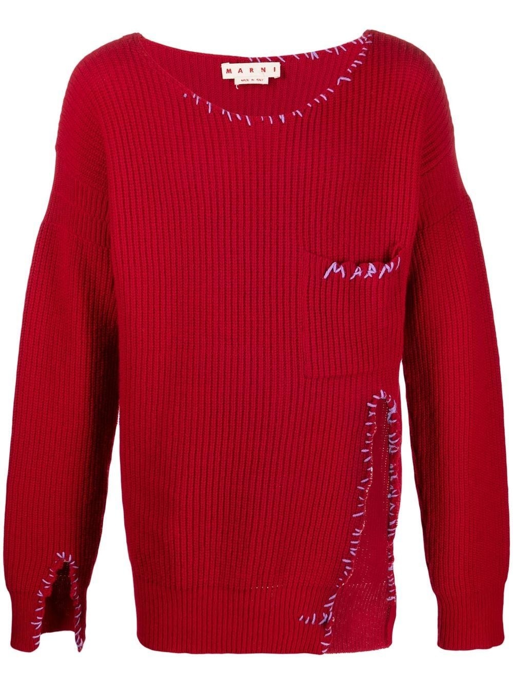 contrast-stitch knitted jumper - 1