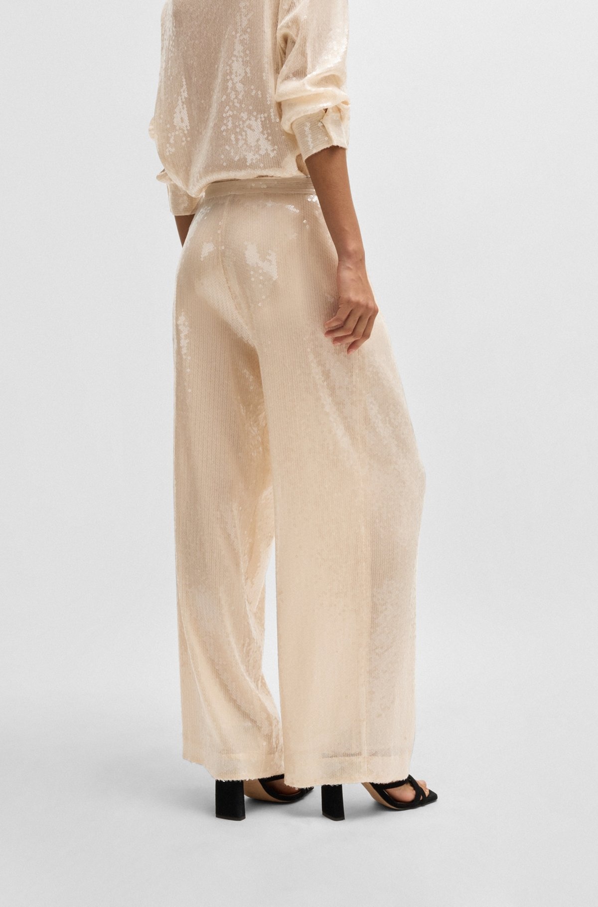 STRAIGHT-FIT TROUSERS IN SEQUINNED STRETCH FABRIC - 4
