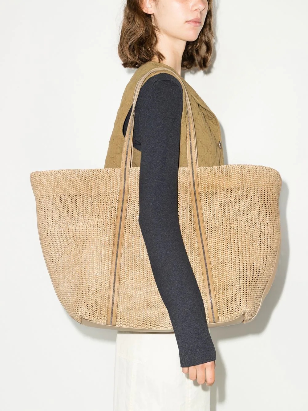 embellished raffia tote bag - 2