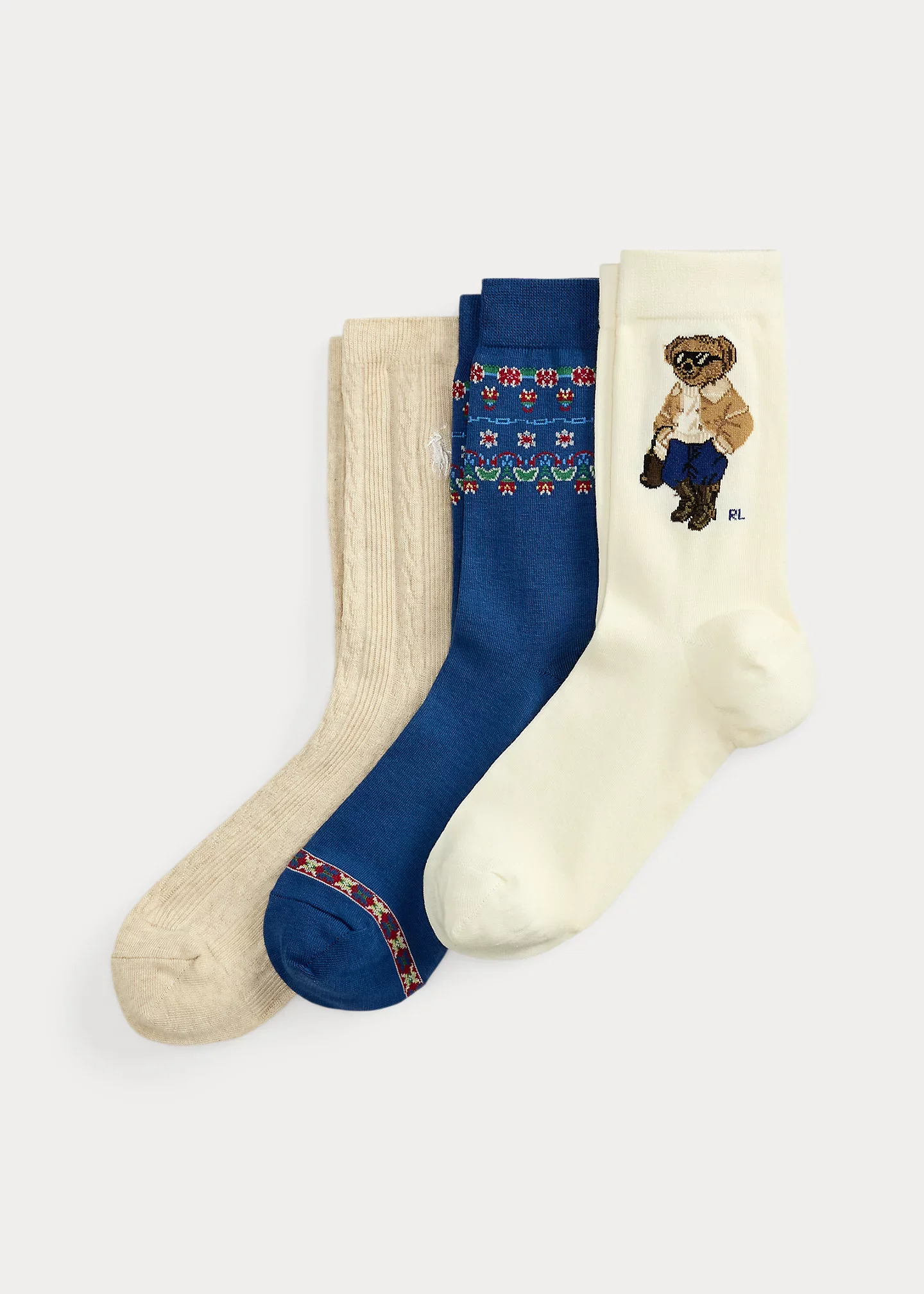 Polo Bear Floral Crew Sock 3-Pack - 1