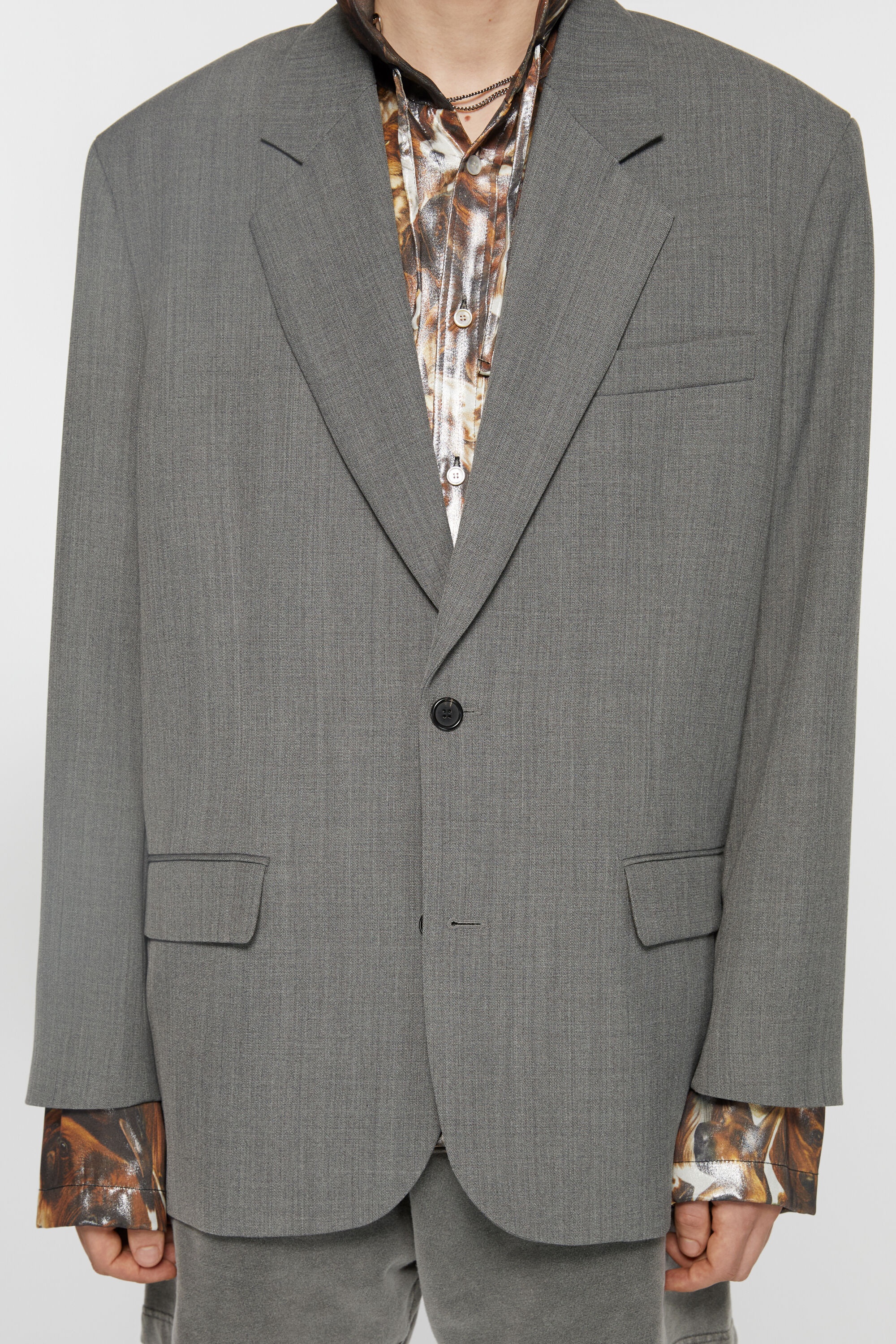 Relaxed fit suit jacket - Grey Melange - 5