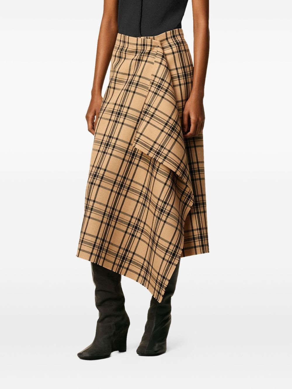 checked wrap midi skirt - 2