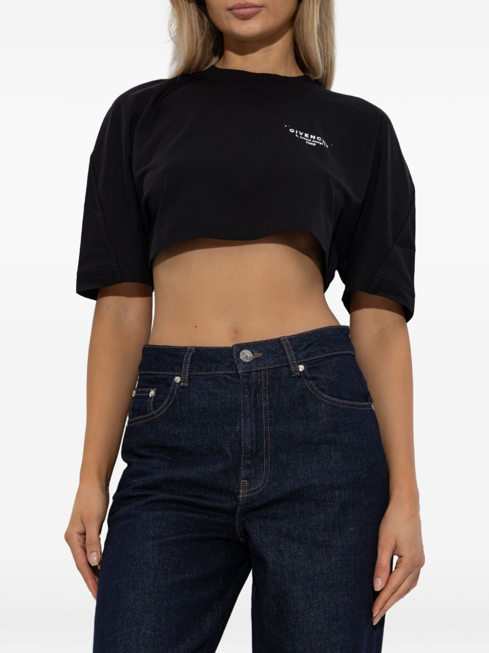 logo-print cropped top - 3