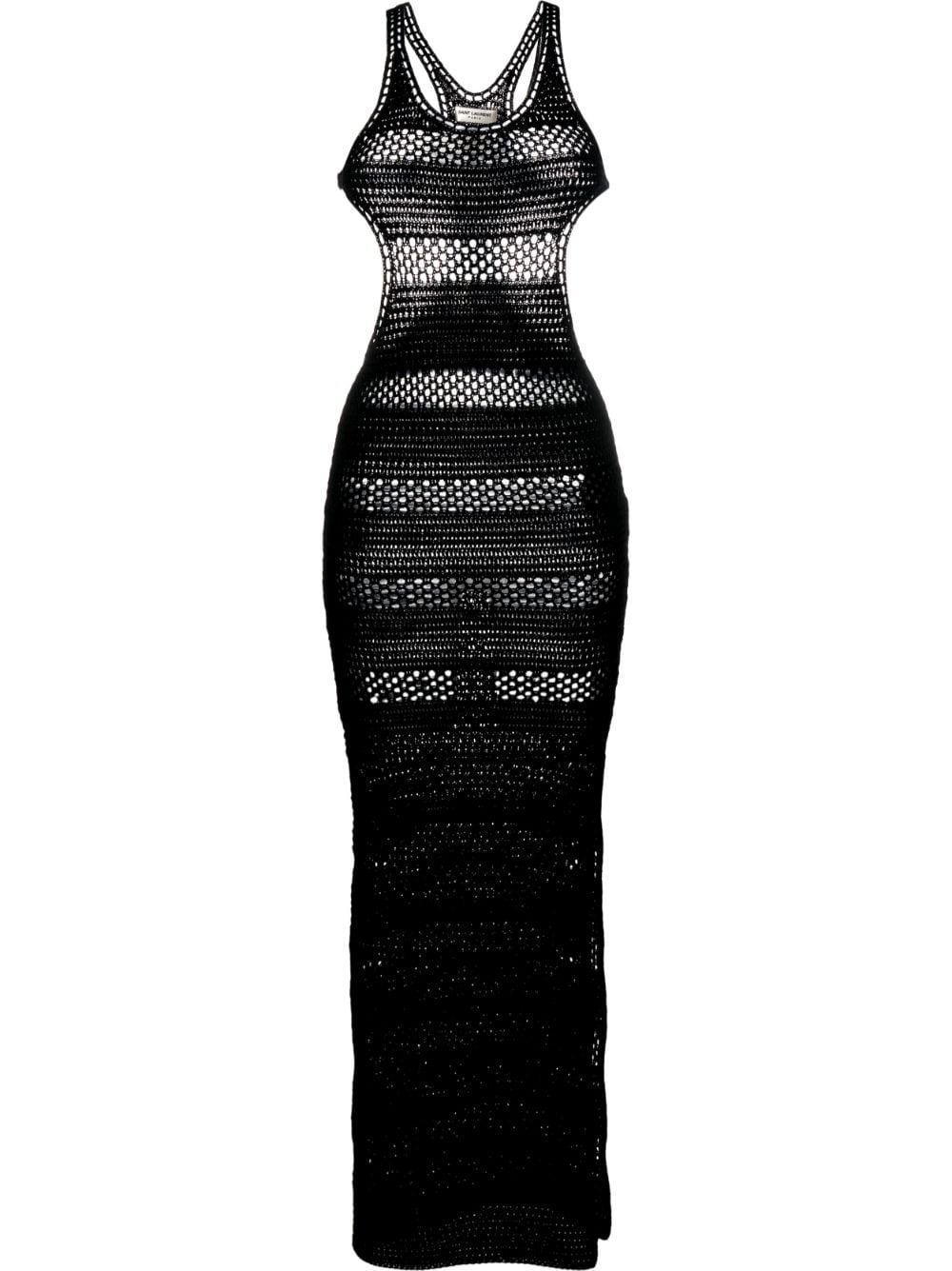 cut-out striped crochet maxi dress - 1