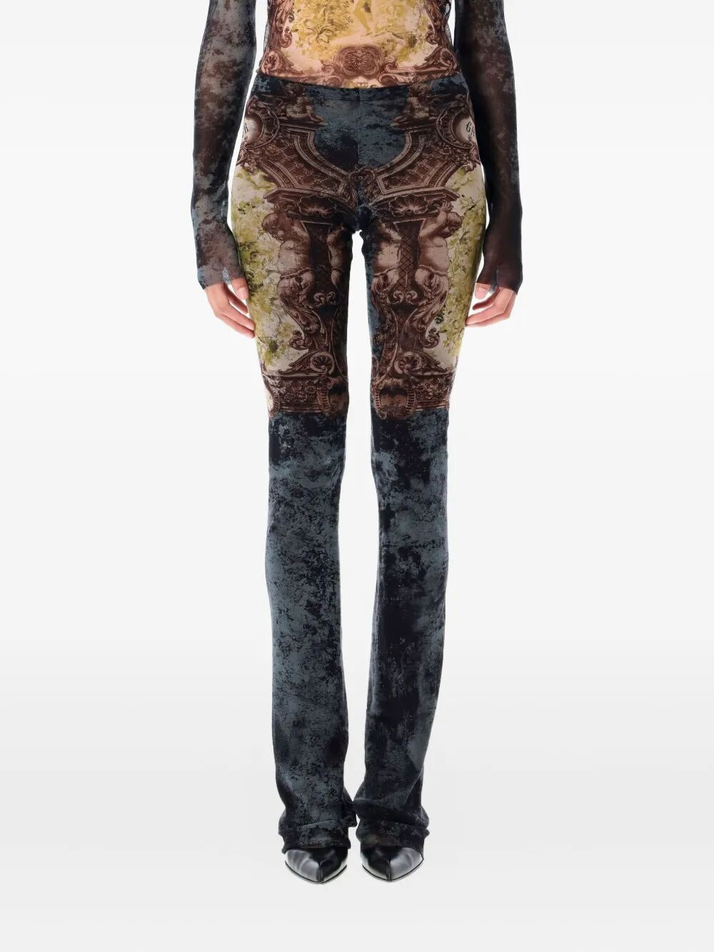 Jean Paul Gaultier Women Mesh Trouser Printed "Médaillon" - 4