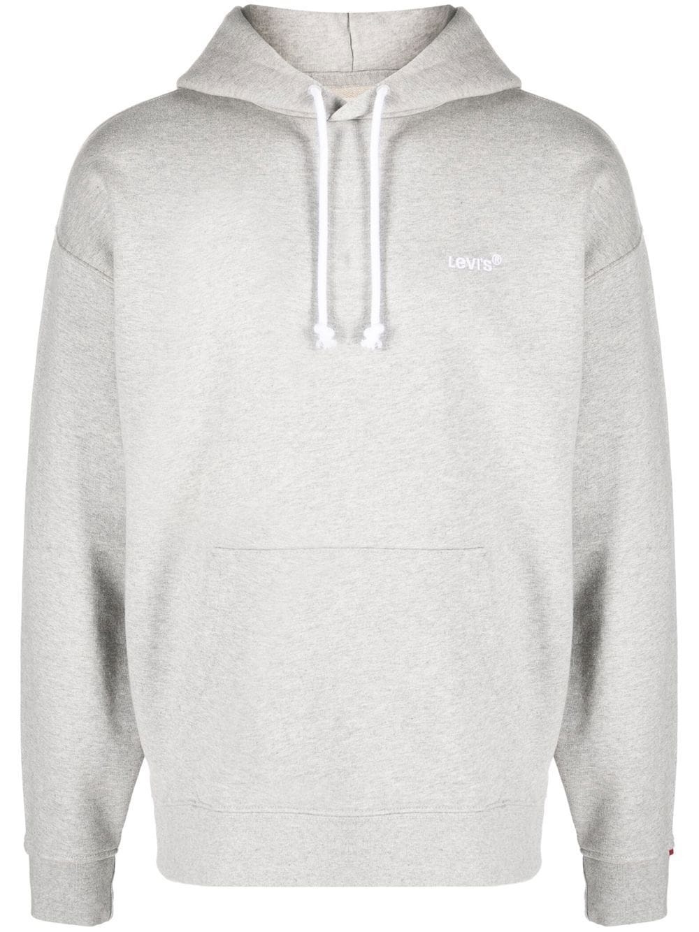 embroidered logo cotton hoodie - 1