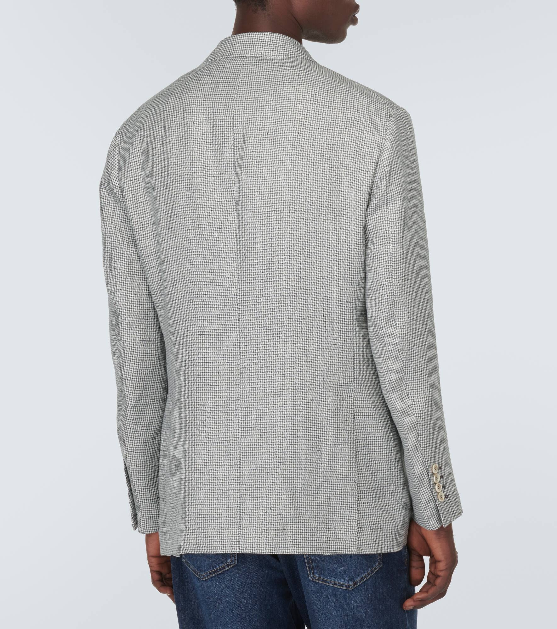 Houndstooth linen blazer - 4