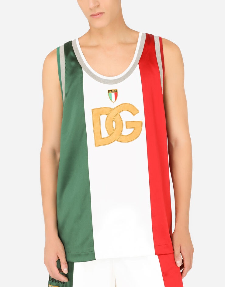 Satin tank top with DG logo and patch - 4