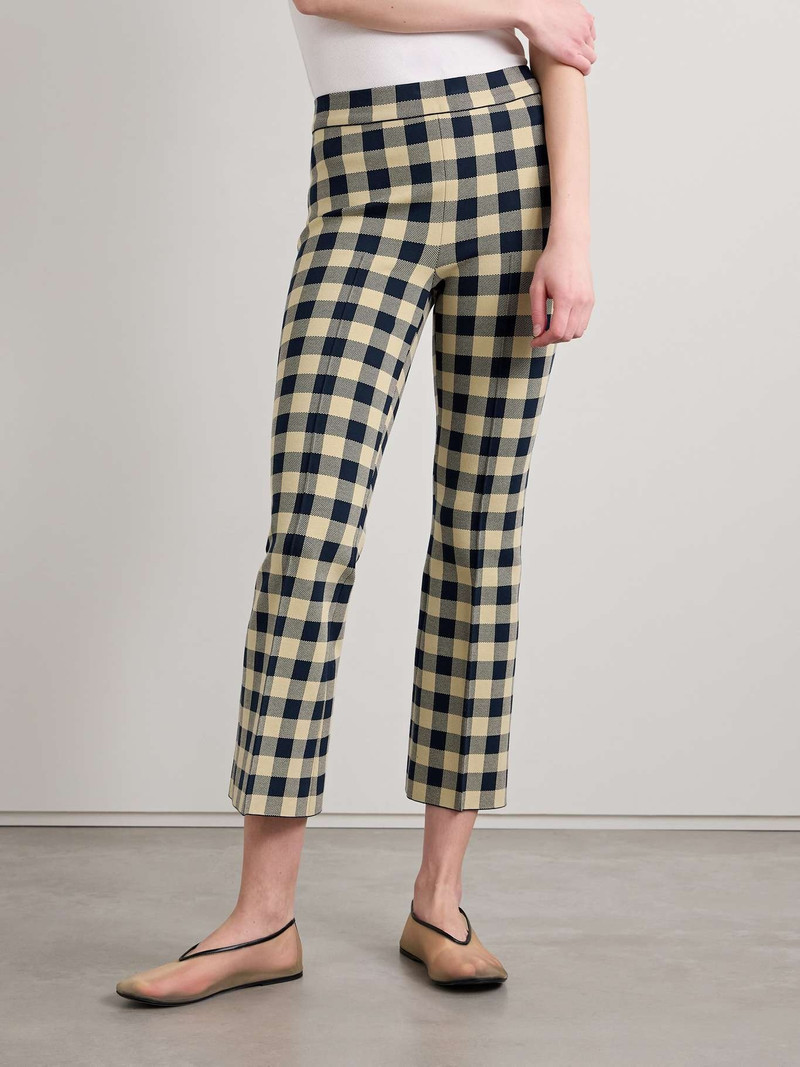 Kick cropped checked stretch-cotton flared pants 3