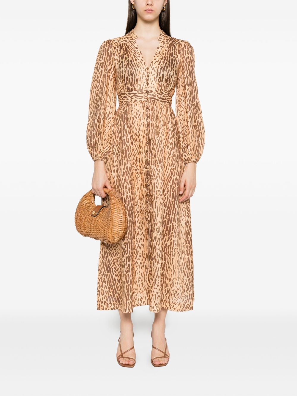 leopard-print button-front dress - 2